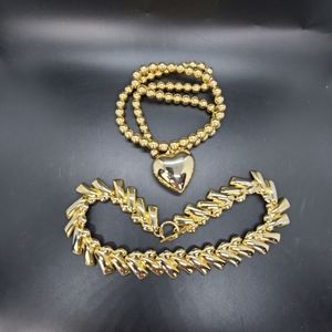 Necklace 2 Piece Bundle. Gold-tone. Costume, Lightweight.